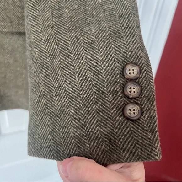 L.L. Bean Vintage Wool Cashmere Herringbone Blazer, Size 8R - Picture 5 of 8